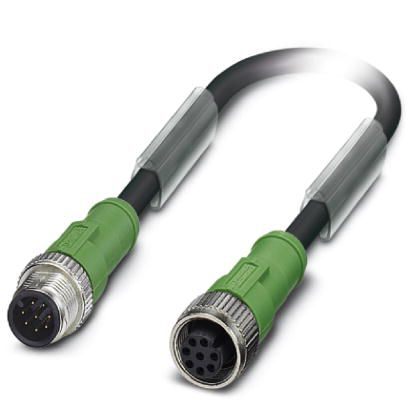 Phoenix Contact Male 8 way Straight Plug M12 to Female 8 way Straight Socket M12 Sensor Actuator Cable, 5 m