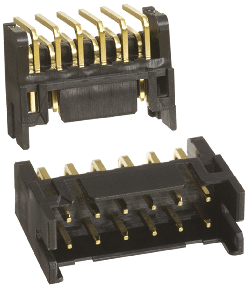 Hirose DF11 Series Right Angle Through Hole PCB Header, 12 Contact(s), 2 mm Pitch, 2 Row, Shrouded