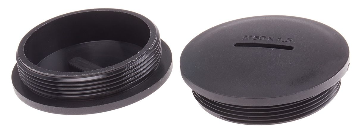 RS PRO Blanking Plug, M50, 49.9mm Hole Diameter, Nylon 66, 55.5mm Diameter, Threaded