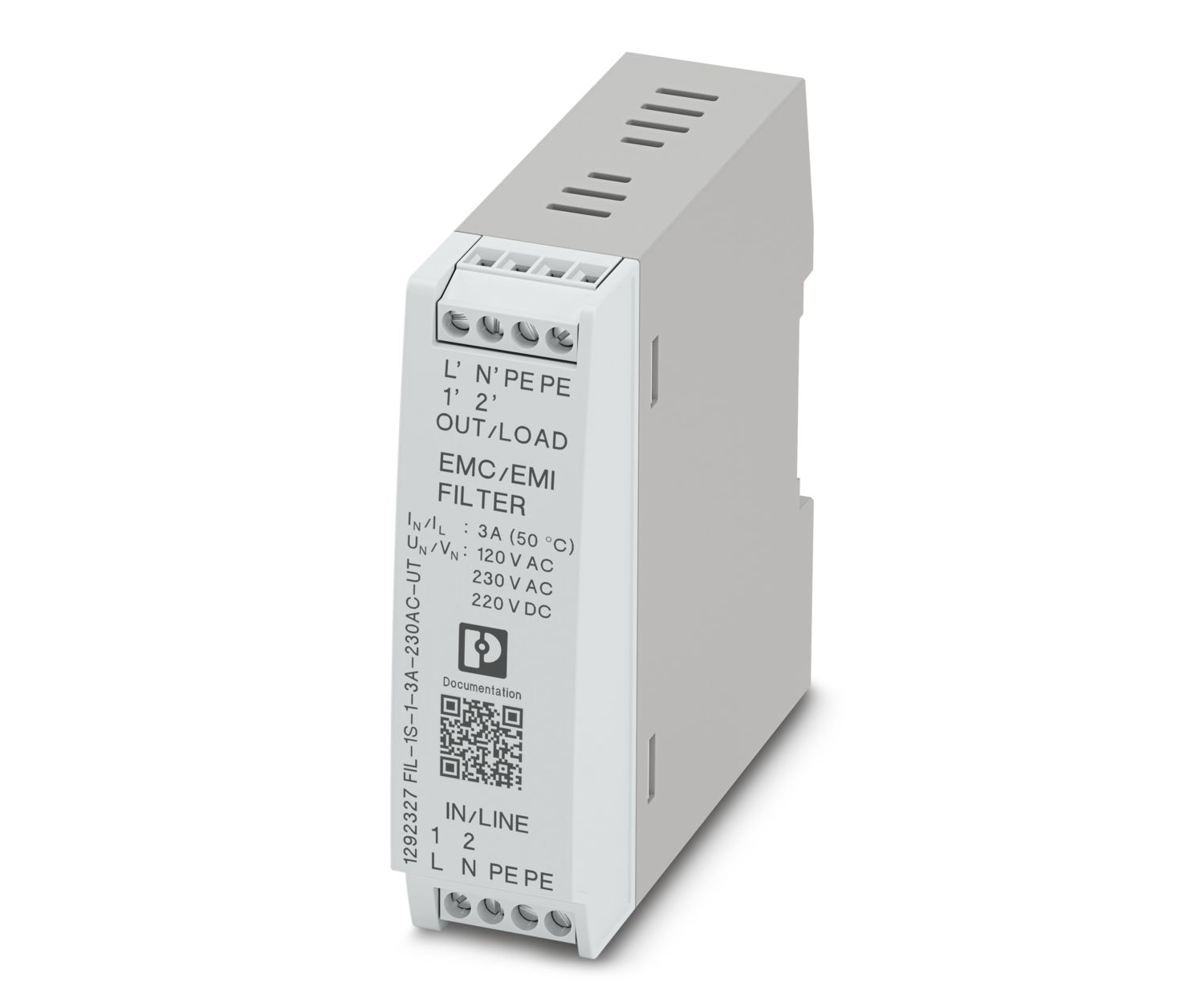 Phoenix Contact 3A 230 V ac, DIN Rail EMC Filter, Single Phase