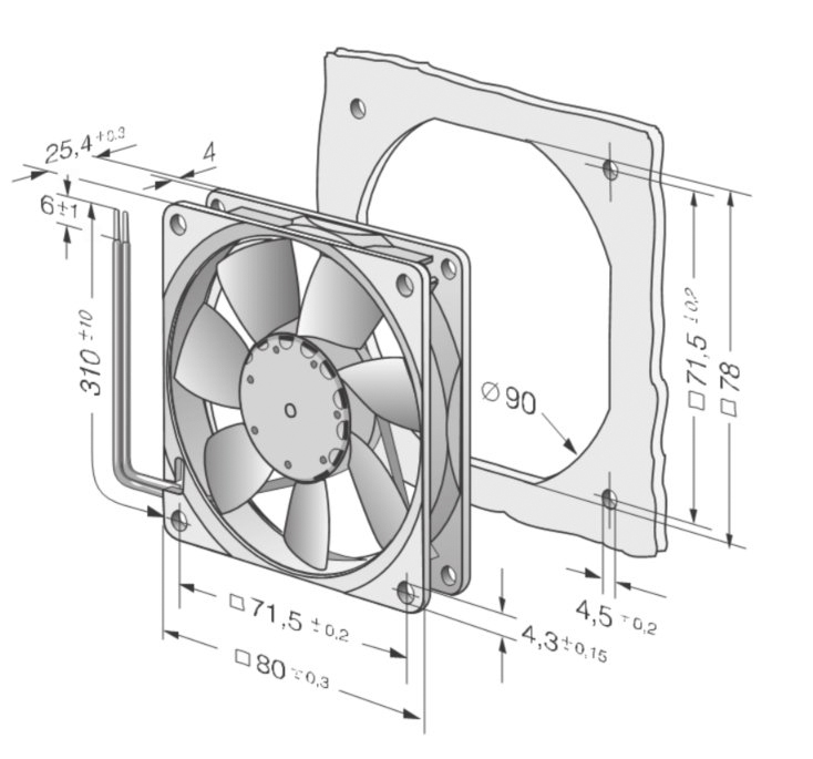 ebm-papst 8400 N Series Axial Fan, 12 V dc, DC Operation, 45m³/h, 900mW, 80 x 80 x 25mm