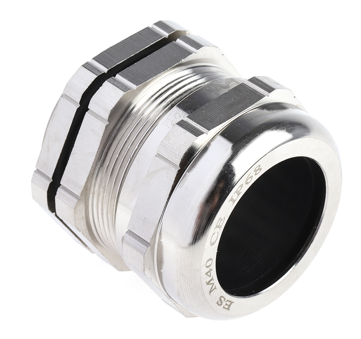 RS PRO Metallic Nickel Plated Brass Cable Gland, M40 Thread, 21mm min., 30mm max., IP68