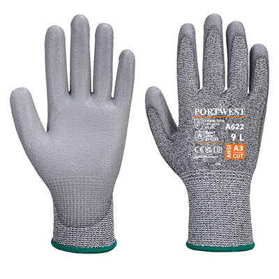 Portwest Grey Polyurethane Glove, Size 7, Polyurethane Coating