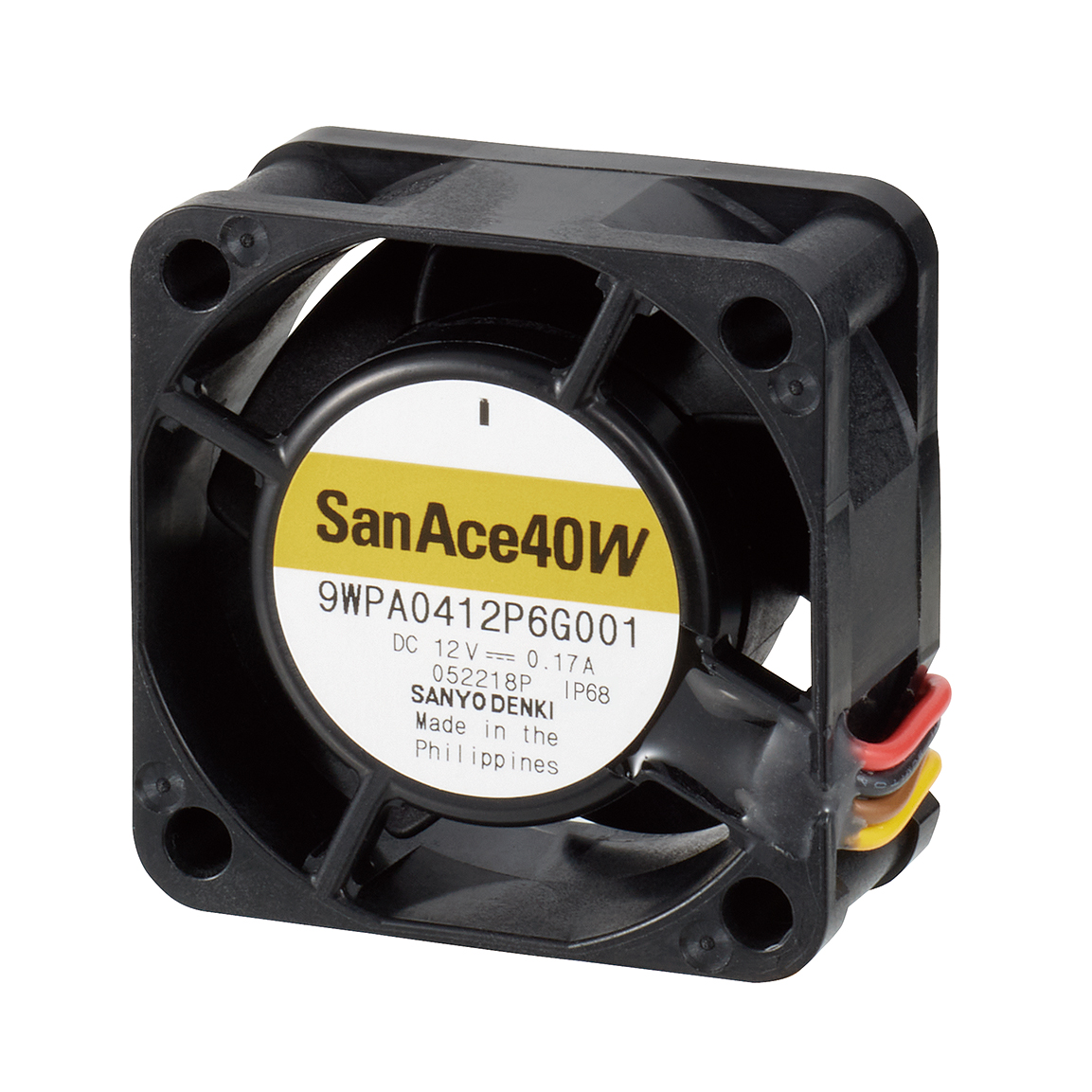 Sanyo Denki Axial Fan, 12 V dc, dc Operation, 0.38m³/min, 2W, 170mA Max, IP68, 40 x 40 x 20mm