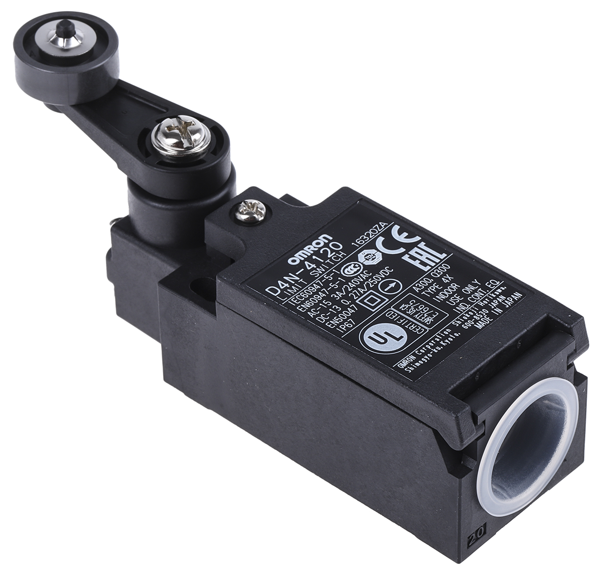 Omron D4N Series Roller Lever Interlock Switch, NO/NC, DPST, Plastic Housing