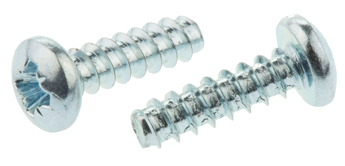 RS PRO Bright Zinc Plated Steel Pan Head Thread Forming Screw, N°6 x 1/2in Long 13mm Long