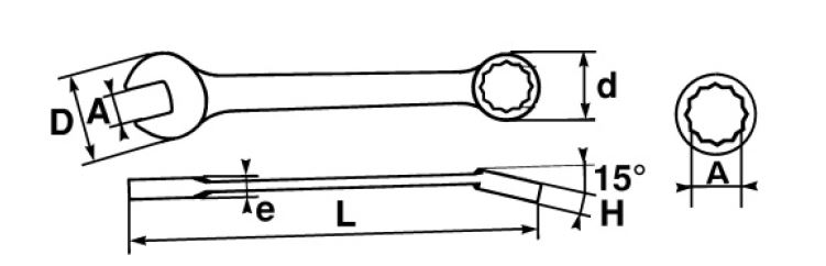 SAM Combination Spanner, 7mm, 9/32in, Metric, Height Safe, Double Ended, 115 mm Overall