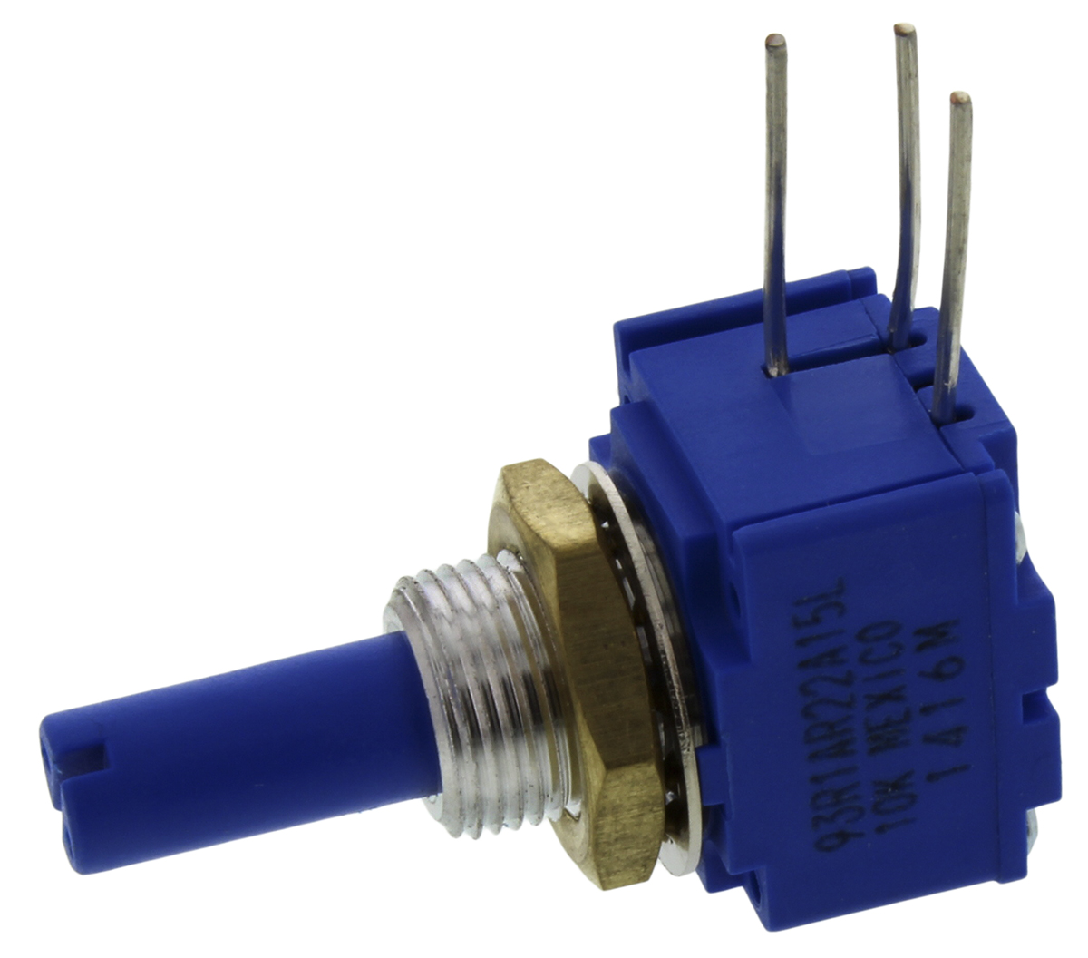 Bourns 93 10kΩ Rotary Potentiometer 1-Gang, Panel Mount (Through Hole), 93R1A-R22-A15L