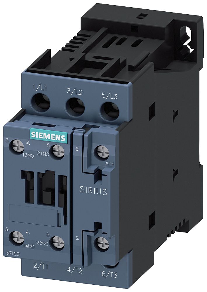 Siemens SIRIUS 3RT Size S0, 3RT2 Contactor, 24 V dc Coil, 3-Pole, 12 A, 5.5 kW, 1NO + 1NC
