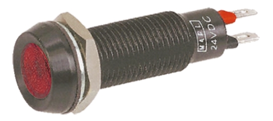 Marl Red Panel Mount Indicator, 24 → 28V dc, 8.1mm Mounting Hole Size, Solder Tab Termination