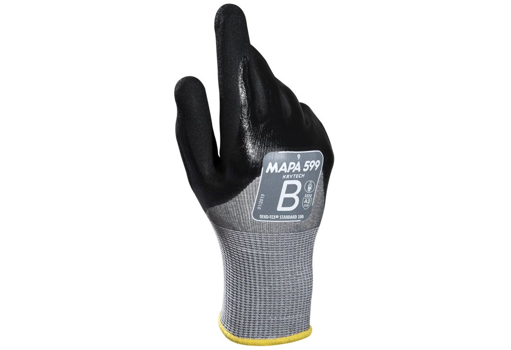 Mapa KRYTECH 599 Black, Grey High Density Polyethylene Nitrile Work Gloves, Size 11
