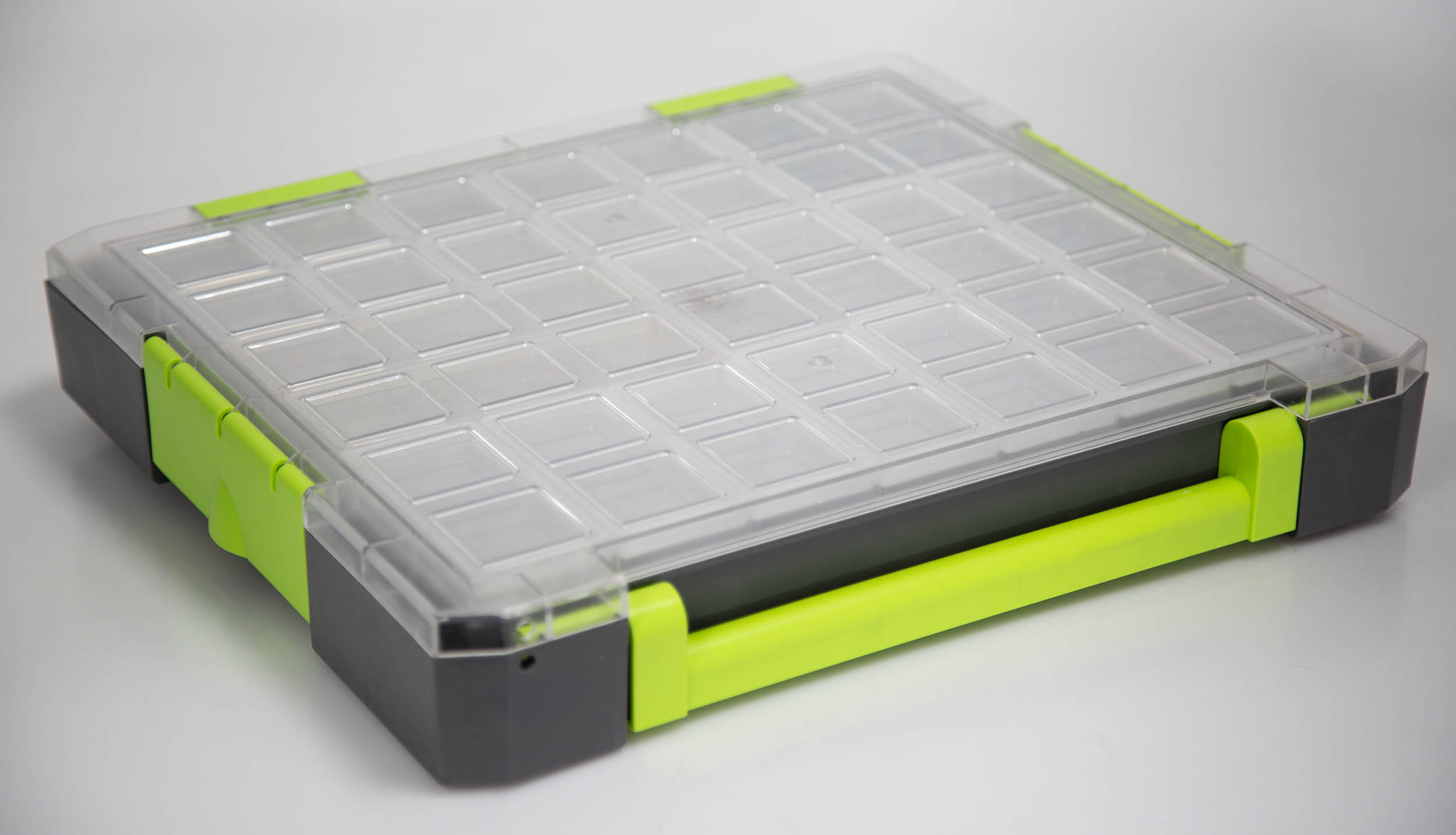 RS PRO 21 Cell Transparent, Grey, Green PP, Adjustable Compartment Box, 425mm x 375mm x 70mm