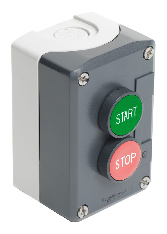 Schneider Electric Spring Return Push Button Control Station - 1NO/1NC, Polycarbonate, 2 Cutouts, Red/Green,