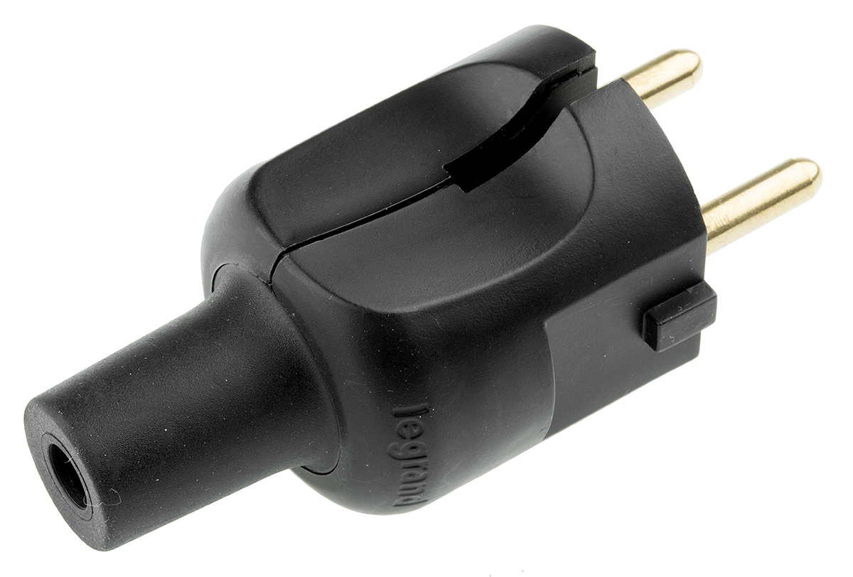 Legrand French / German Mains Plug, 16A Black, Cable Mount Plastic, 230 V