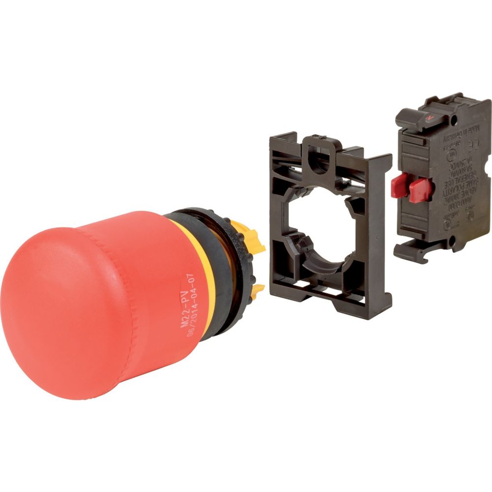 Eaton M22 Series Pull Release Emergency Stop Push Button, 22.5mm Cutout, 1NC, IP66