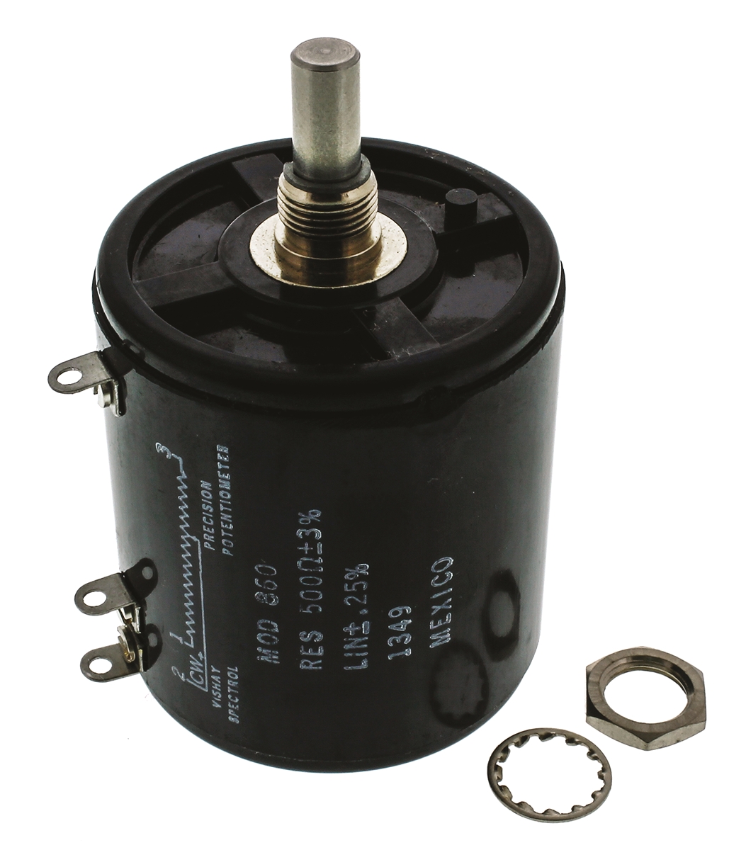 Vishay 860 500Ω Rotary Potentiometer 10-Turns 1-Gang Panel Mount, 860B1501