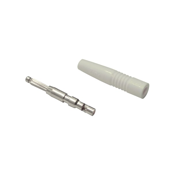 Nelco White Plug Banana Plug, 2mm Connector, 20A, Gold Plating