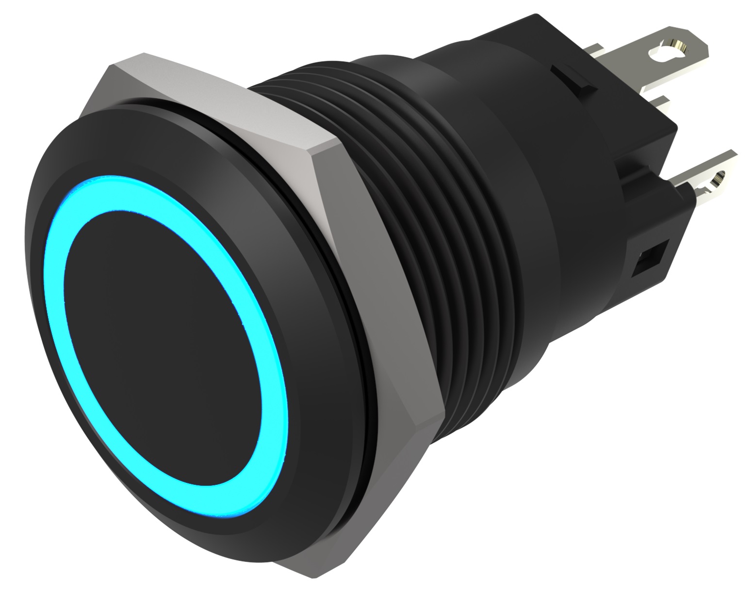 EAO Series 82 Series Illuminated Push Button Switch, Momentary, Flush Mount, 19mm Cutout, SPST, SPST, Blue LED, 24V,