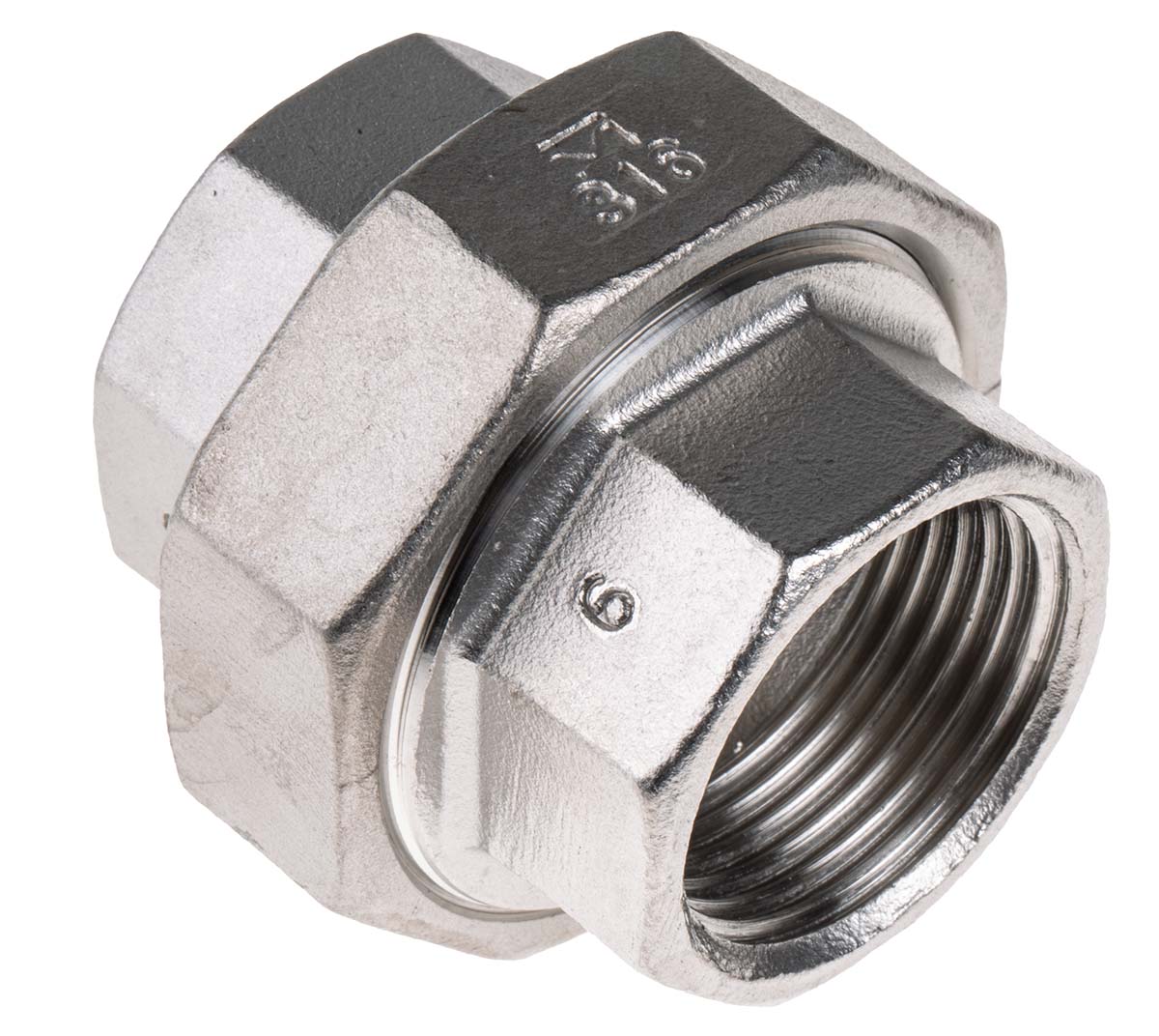 RS PRO Stainless Steel Pipe Fitting, Straight Octagon Union, Female G 1in x Female G 1in