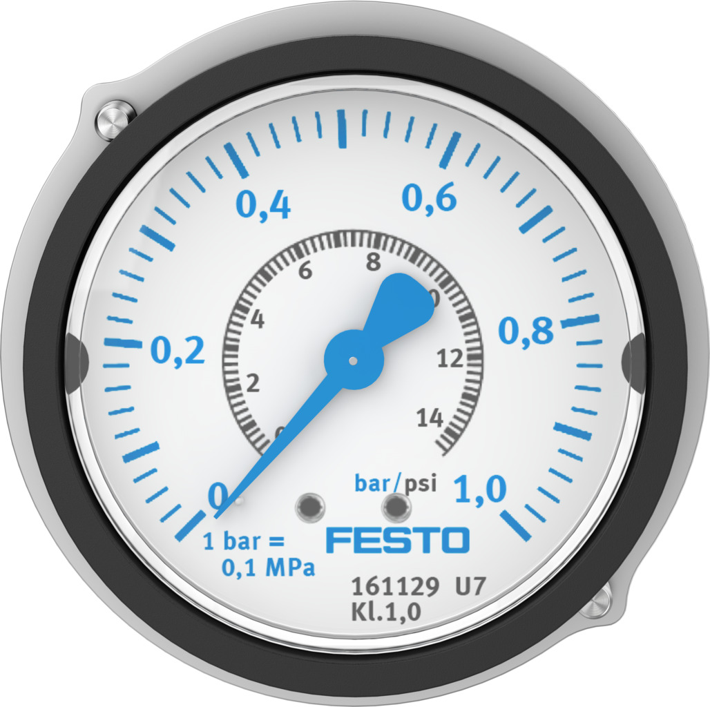 Festo G 1/4 Analogue Pressure Gauge 1bar Panel 63mm Outside Diameter