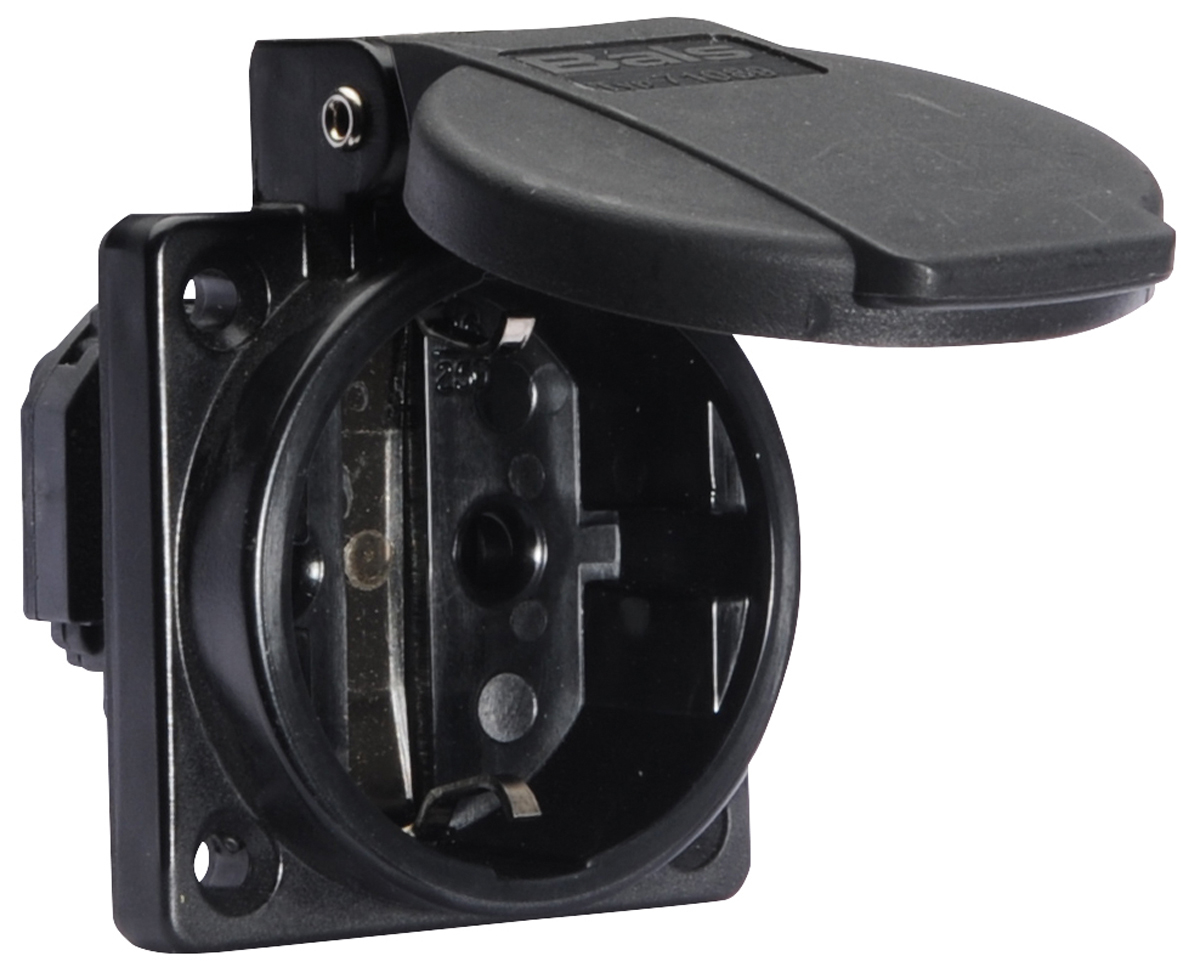 Bals IP54 Black Panel Mount 2P + E Industrial Power Socket, Rated At 16A, 250 V