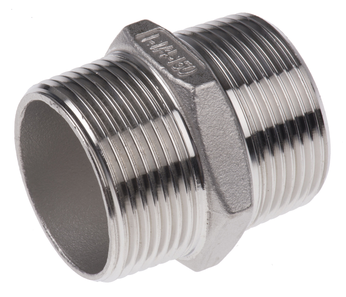 RS PRO Stainless Steel Pipe Fitting Hexagon Hexagon Nipple, Male R 1-1/4in x Male R 1-1/4in