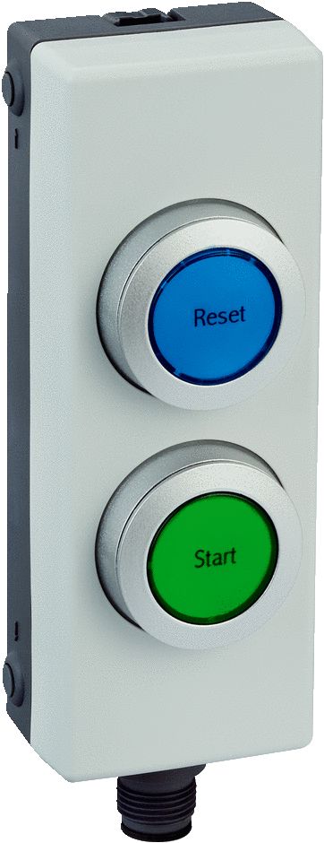 SICK Slow Action Control Station Switch - 2NO, PBT, 2 Cutouts, Blue, +/-, IP65