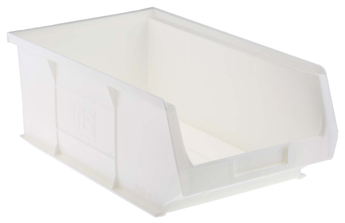 RS PRO PP Storage Bin, 350mm x 205mm x 130mm, White