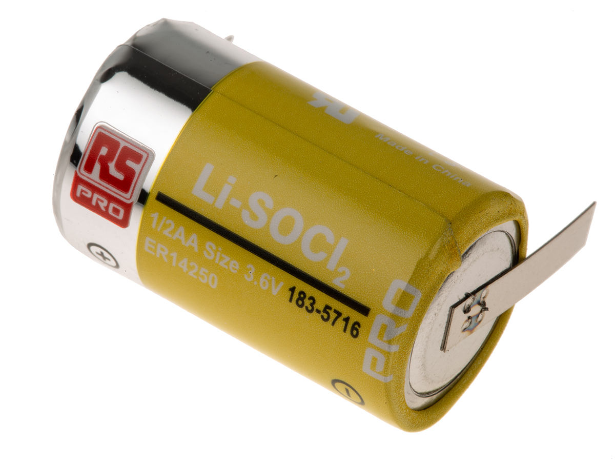 RS PRO Lithium Thionyl Chloride 3.6V, 1/2 AA Battery