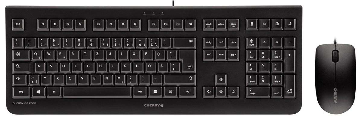Cherry DC 2000 Wired Keyboard and Mouse Set, QWERTZ, Black