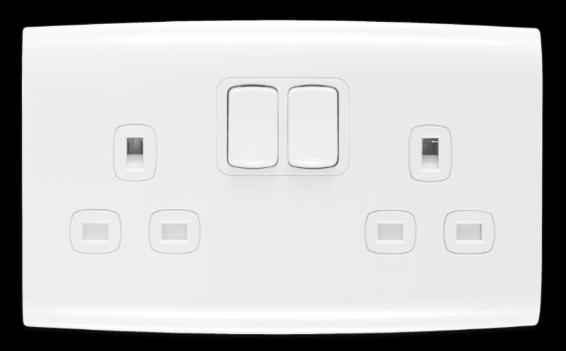 Contactum White 2 Gang Plug Socket, 2 Poles, 13A, Indoor Use