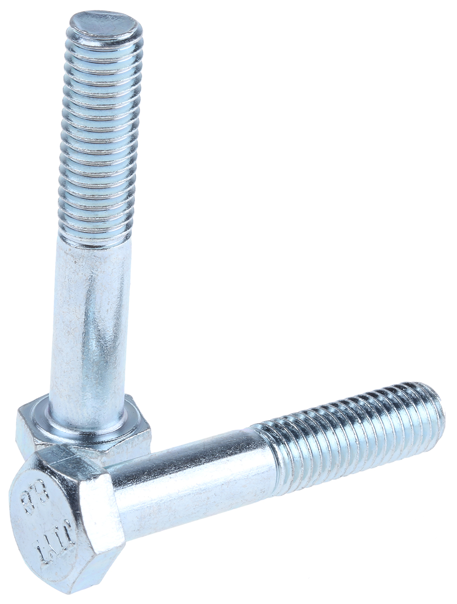 RS PRO Bright Zinc Plated Steel, Hex Bolt, M8 x 45mm