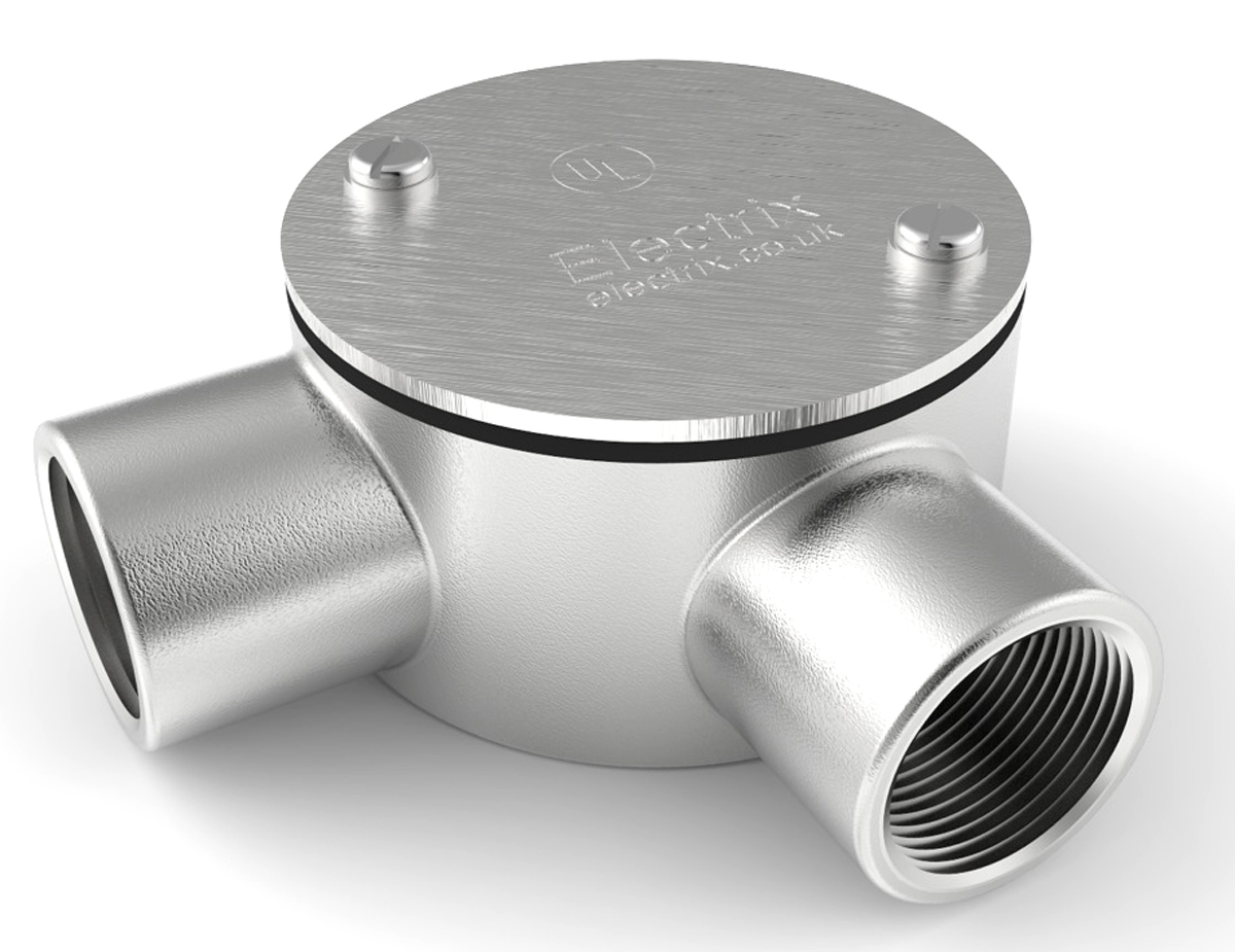 RS PRO Angle Box, Conduit Fitting, 25mm Nominal Size, 316 Stainless Steel, Silver IP67 rating