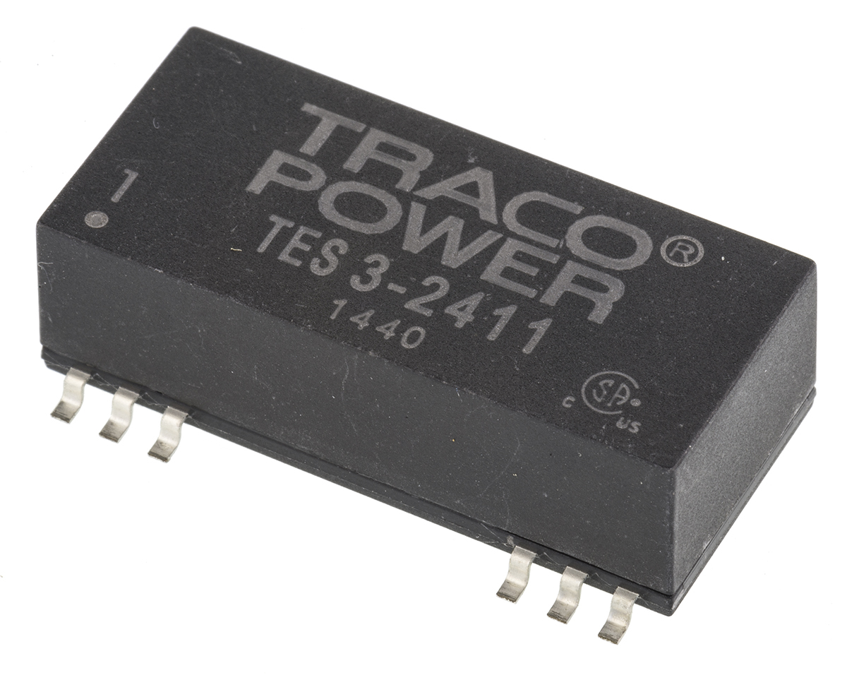 TRACOPOWER TES 3 DC-DC Converter, 5V dc/ 600mA Output, 18 → 36 V dc Input, 3W, Surface Mount, +85°C Max Temp