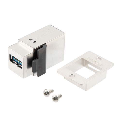 L-Com Straight, Panel Mount, Socket- Single Port Type Type A, Type B 3 USB Connector