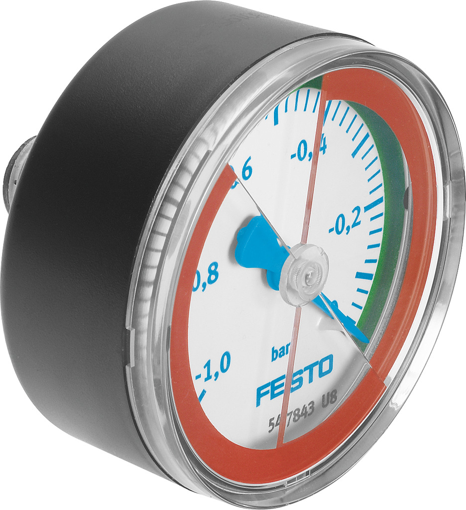 Festo R 1/4 Analogue Pressure Gauge 0bar Back Entry 63mm Outside Diameter