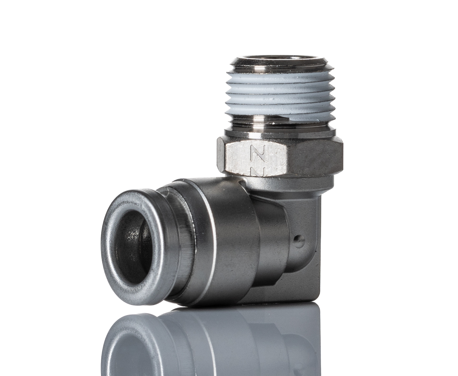 SMC KQB2 Series Elbow Threaded Adaptor, NPT 1/8 Male to Push In 1/4 in, Threaded-to-Tube Connection Style