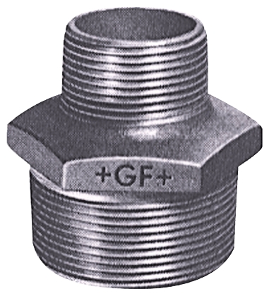 Georg Fischer Galvanised Malleable Iron Fitting Reducer Hexagon Nipple, Male BSPT 1/2in to Male BSPT 1/4in