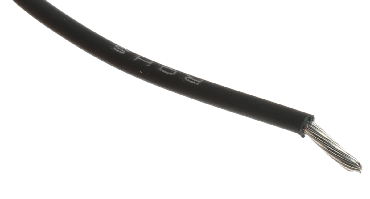 Alpha Wire Ecogen Ecowire Series Black 0.52 mm² Hook Up Wire, 20 AWG, 10/0.25 mm, 305m, MPPE Insulation, 6714 BK001