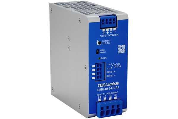 TDK-Lambda DRB120/240-3 DIN Rail Power Supply, 350 → 575V ac ac Input, 24V dc dc Output, 10A Output, 240W