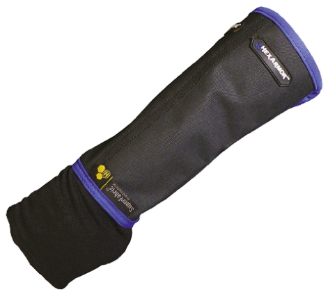 Polyco Healthline Black Reusable SuperFabric Arm Protector for Needle Resistant Use, 8in Length, XL