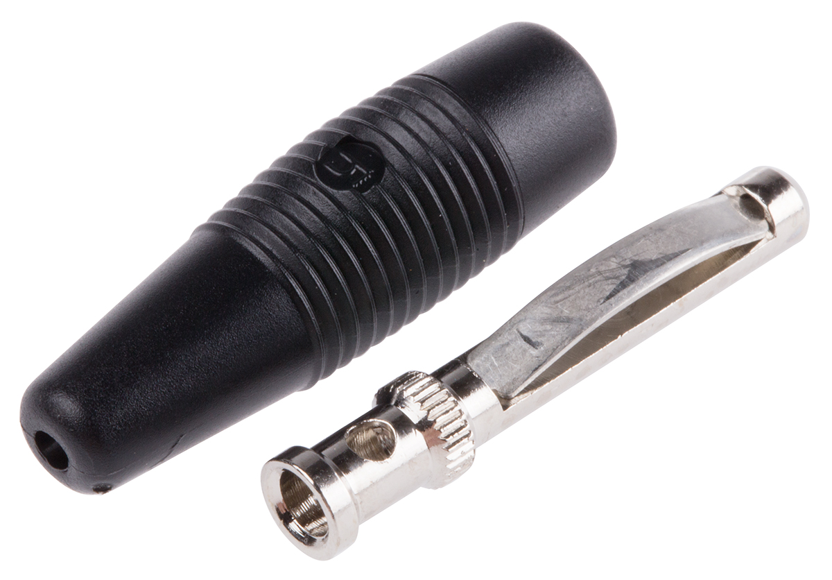 Hirschmann Test & Measurement Black Male Banana Plug - Solder, 30 V ac, 60 V dc