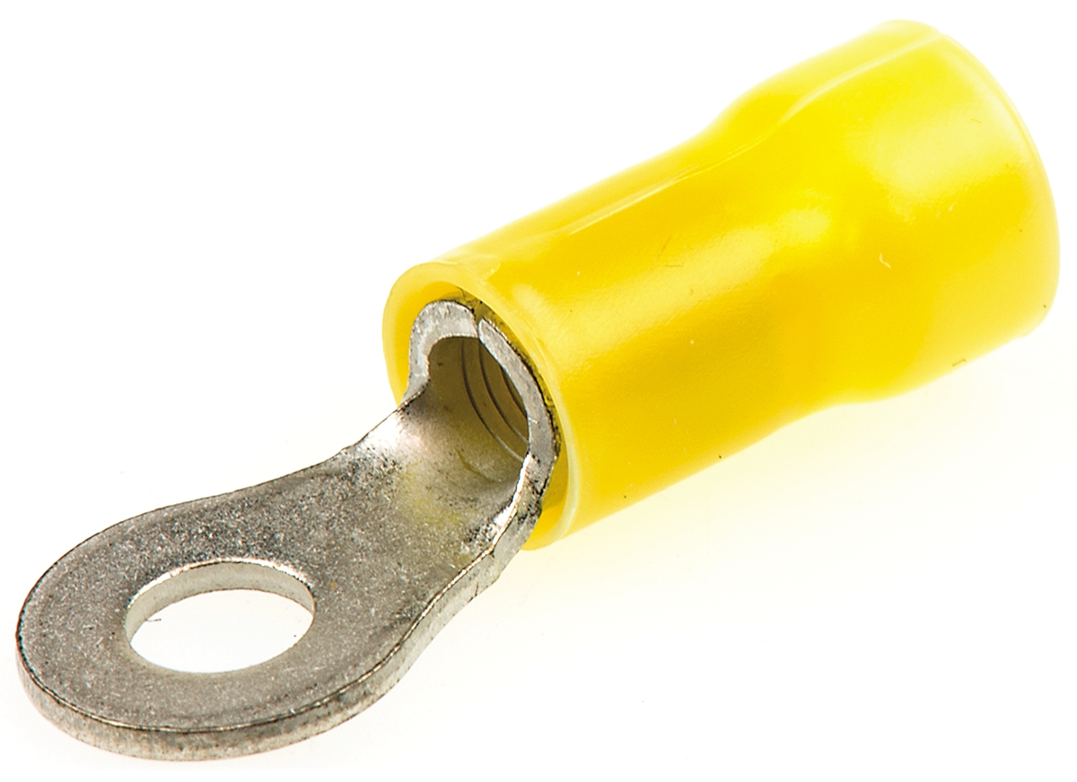 TE Connectivity, PLASTI-GRIP Insulated Ring Terminal, M4 Stud Size, 2.6mm² to 6.6mm² Wire Size, Yellow
