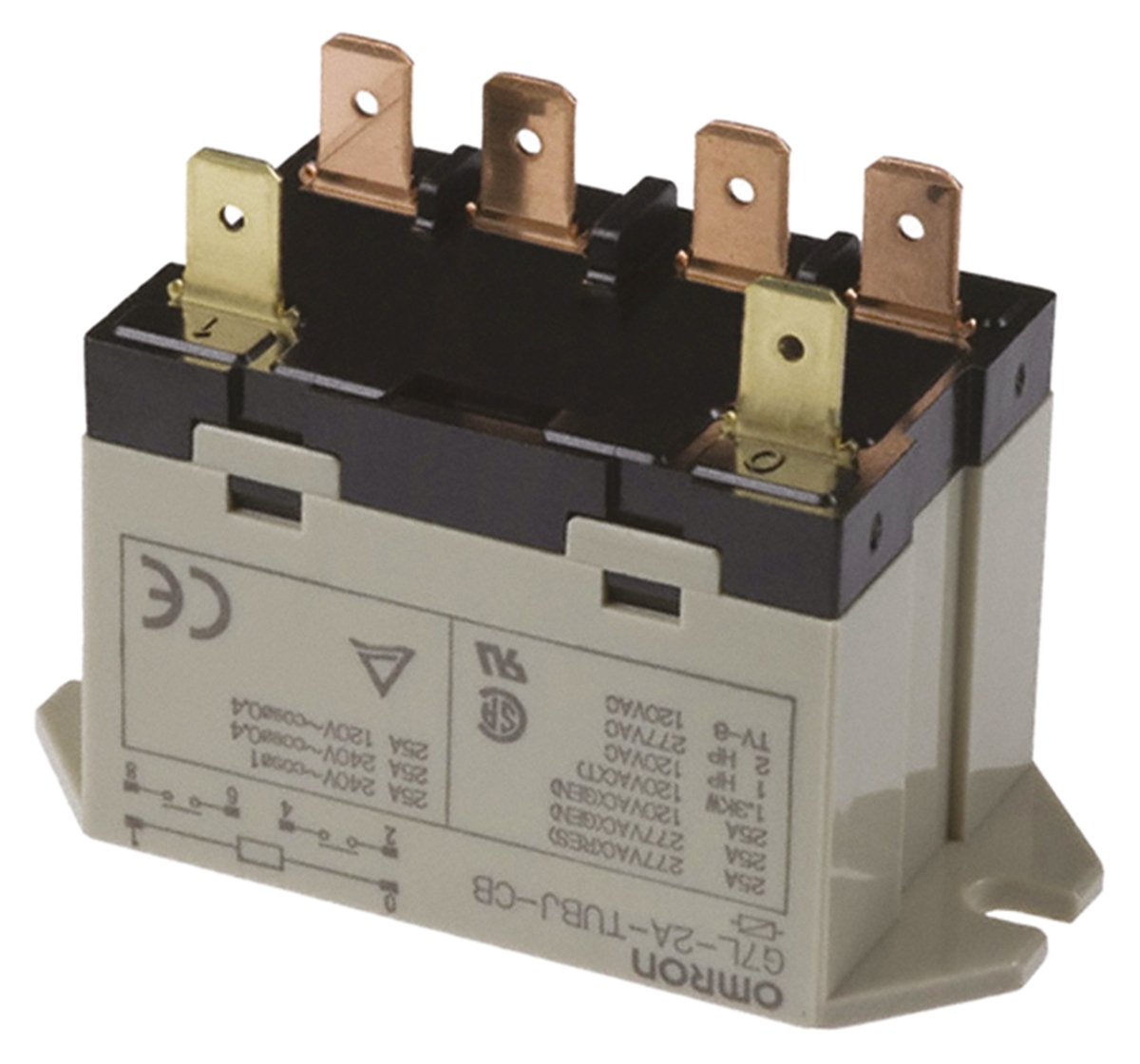 Omron Panel Mount Power Relay, 12V ac Coil, 25A Switching Current, DPST