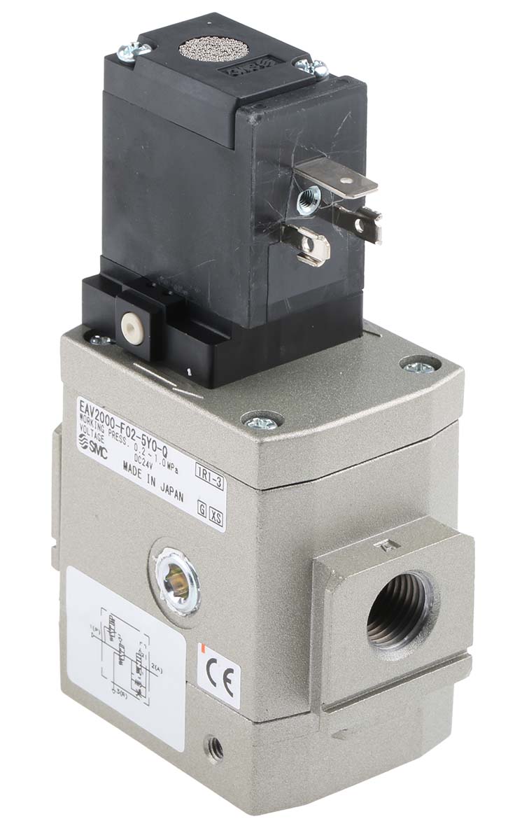 SMC Pneumatic Solenoid Valve - Solenoid/Pilot/Spring G 1/4 EAV2000 Series 24V dc
