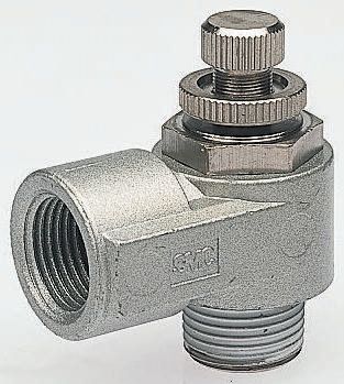 SMC AS Series Threaded Flow Regulator, R 1/4 Male Inlet Port x R 1/4 Male Outlet Port