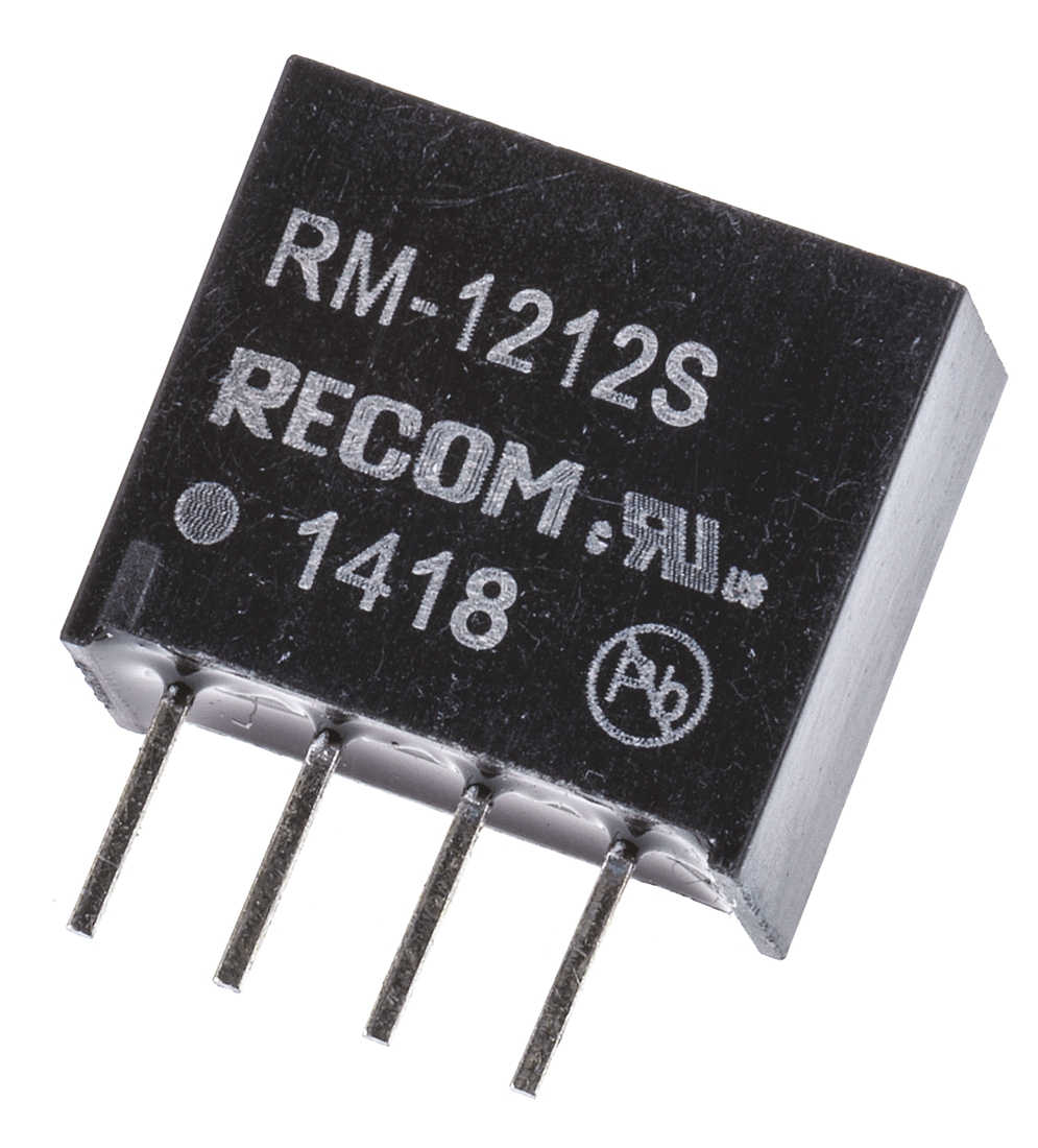 Recom RM DC-DC Converter, 12V dc/ 21mA Output, 10.8 → 13.2 V dc Input, 0.25W, Through Hole, +85°C Max Temp -40°C