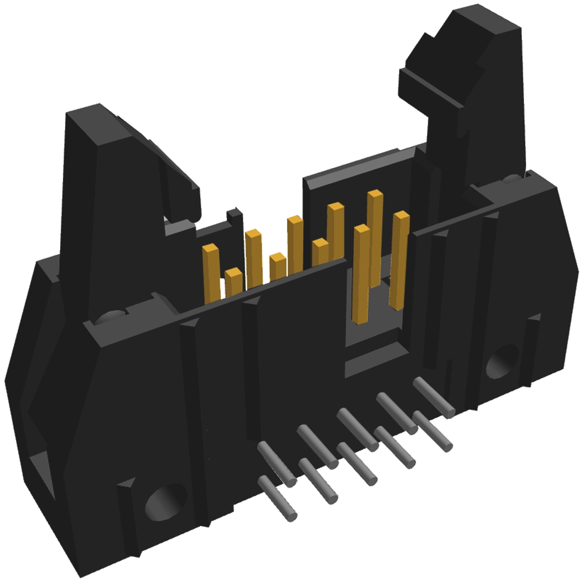 TE Connectivity AMP-LATCH Series Right Angle Through Hole PCB Header, 10 Contact(s), 2.54 mm Pitch, 2 Row, Shrouded
