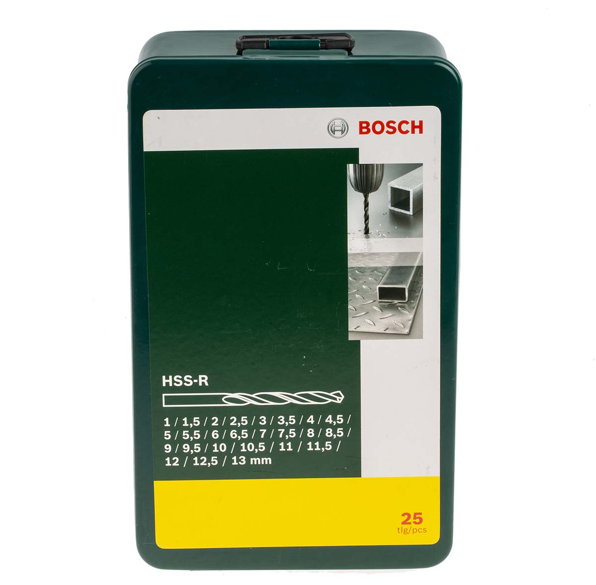 Bosch 25-Piece Twist Drill Bit Set for Metal, 13mm Max, 1mm Min, HSS-R Bits
