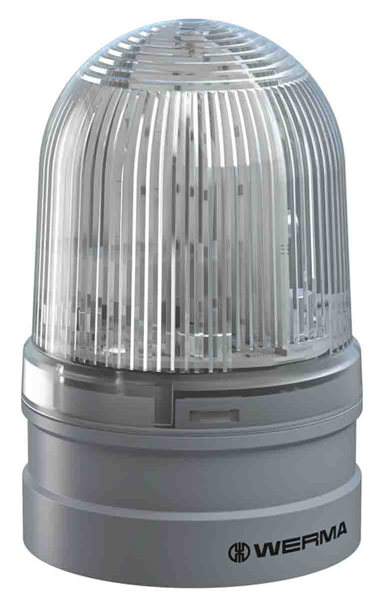 Werma EvoSIGNAL Midi Series White Beacon, 12 V, 24 V, Base Mount, LED Bulb